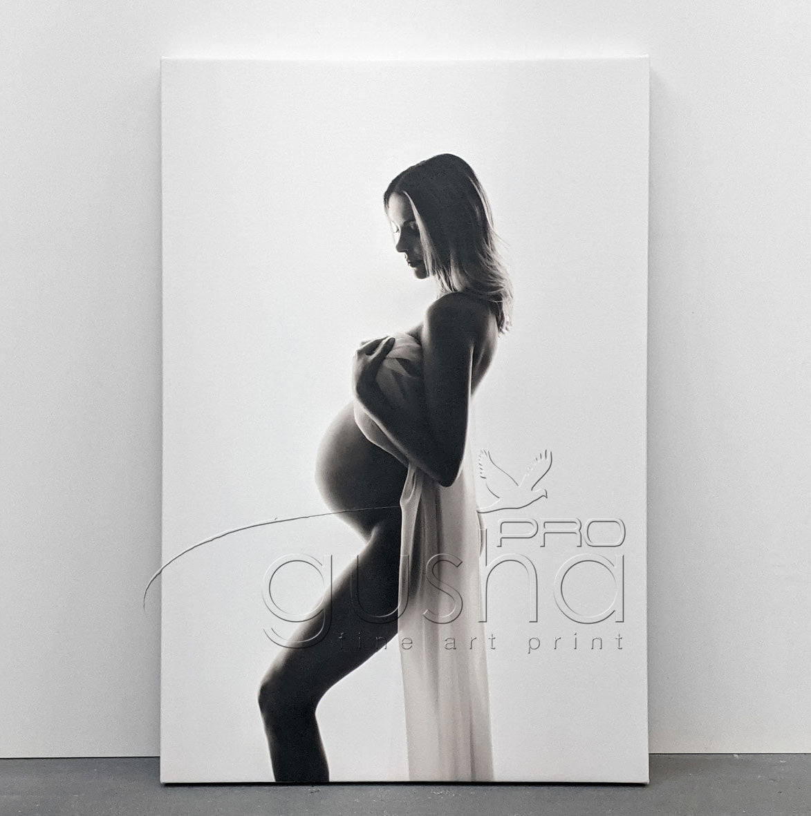 Black and white pregnancy canvas print