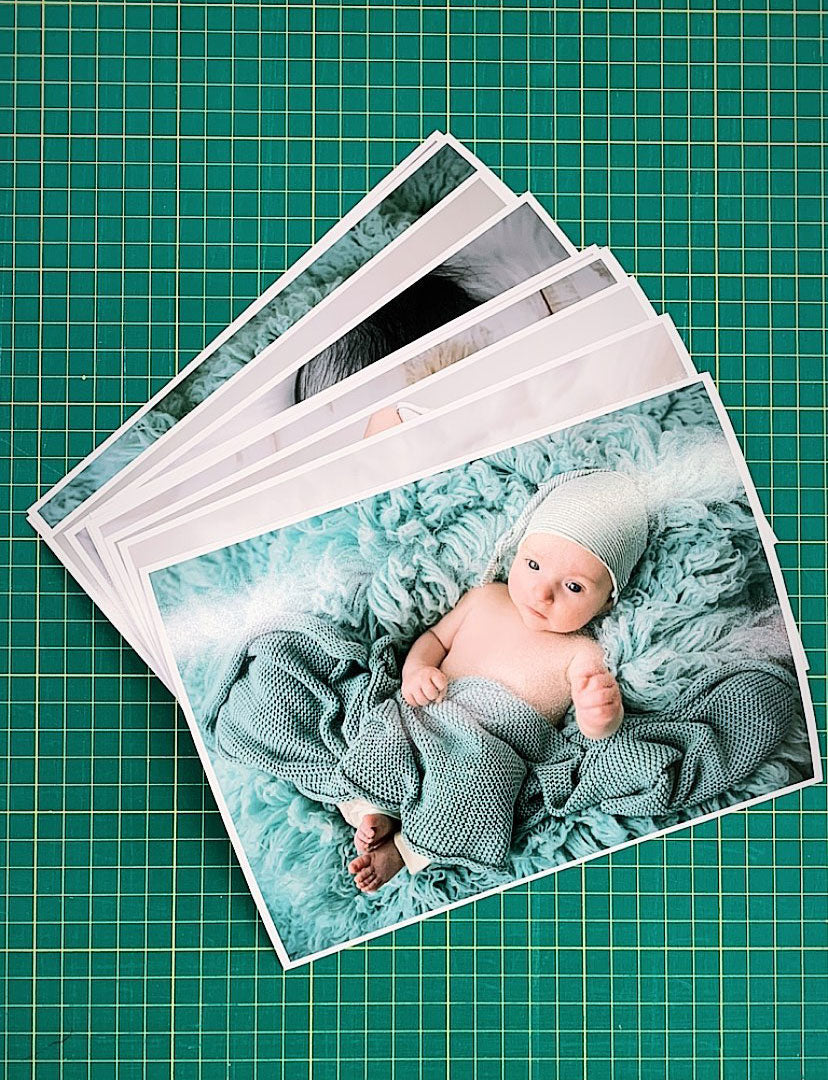 Ilford smooth pearl prints featuring infant portrait photos