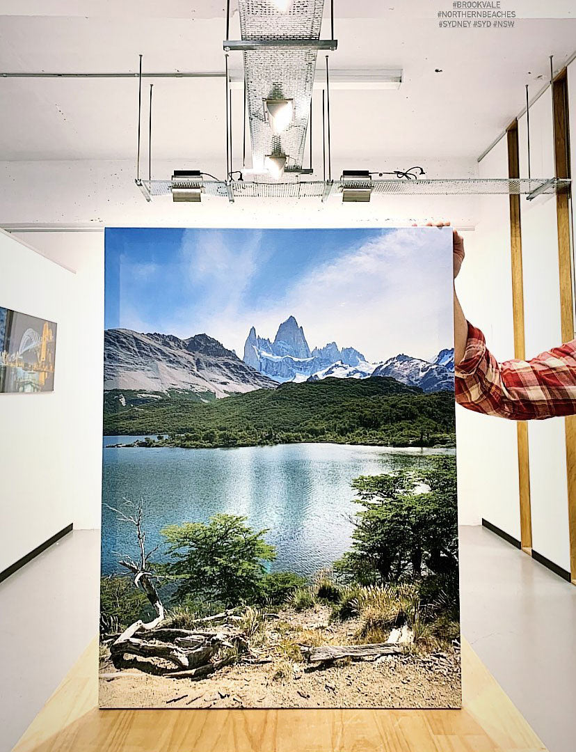Premium stretched canvas print featuring mountain landscape photo